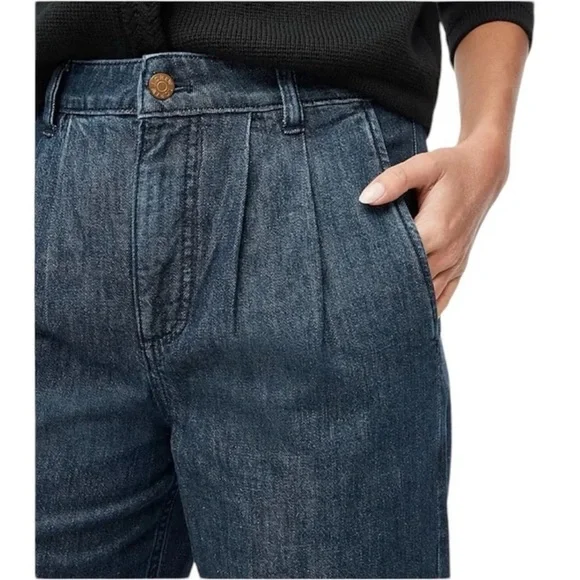 🆕 J. Crew | Wide Leg Pleated Trouser Jean Dark Wash Size 30 - Picture 2 of 6